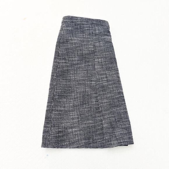 J. Crew Front Pleated Flap Skirt Mini Grid Woven Patter Blue Squares Size 10 - Picture 7 of 7